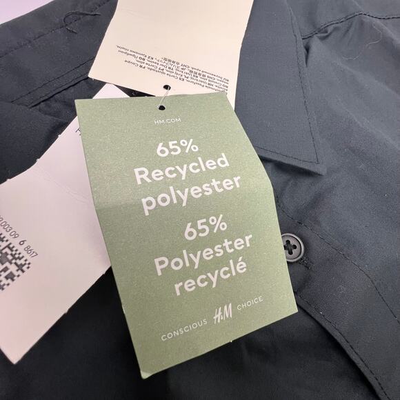 H&M Men's Size Large Black Slim Fit Turndown Button Down Long Sleeve Iron Shirt - Picture 11 of 16